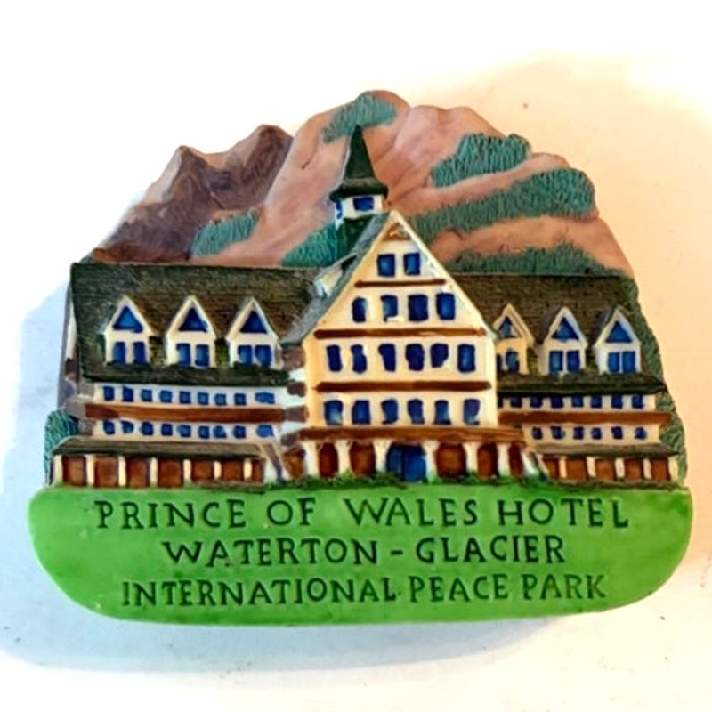 Prince of Wales Hotel Waterton Glacier 3D Resin Fridge Magnet Canada 2.5x2.125