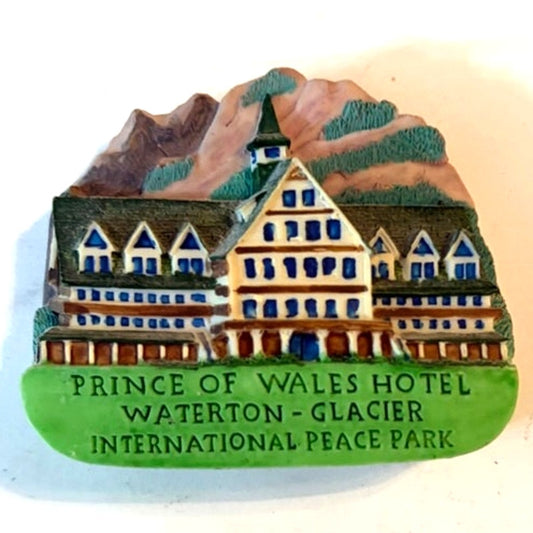 Prince of Wales Hotel Waterton Glacier 3D Resin Fridge Magnet Canada 2.5x2.125