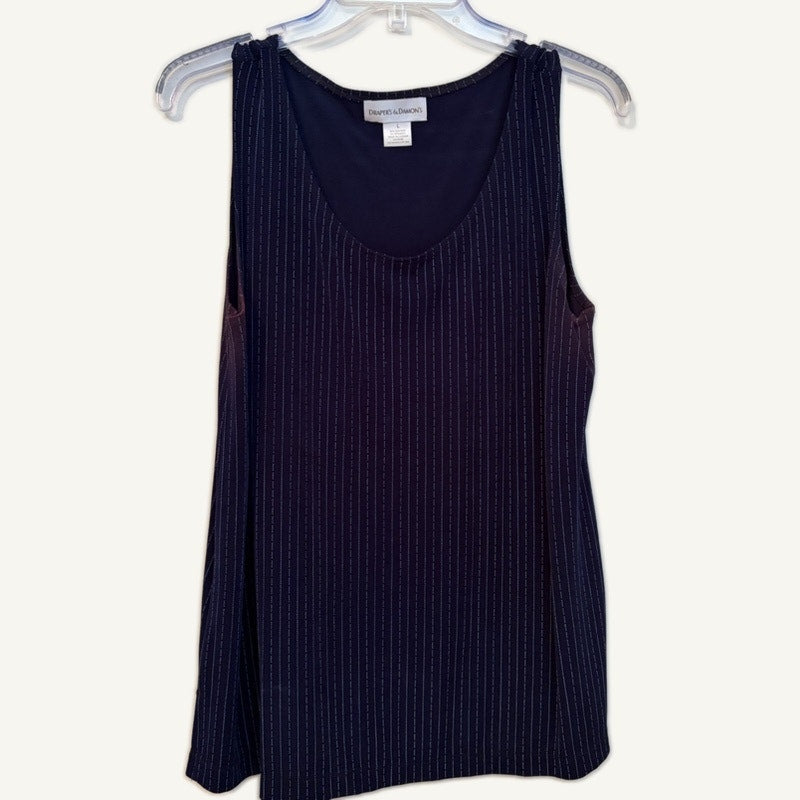 Draper's & Damon's Navy 3-Piece Acetate Spandex Set - Tank, Button-Up, Pants L