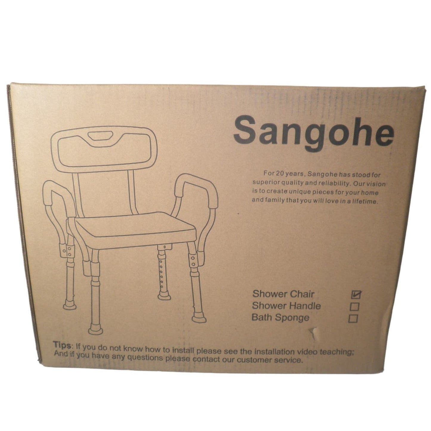 Sangohe Bath and Shower Chair,  Aluminum Frame, No Corrosion, Adjustable Height