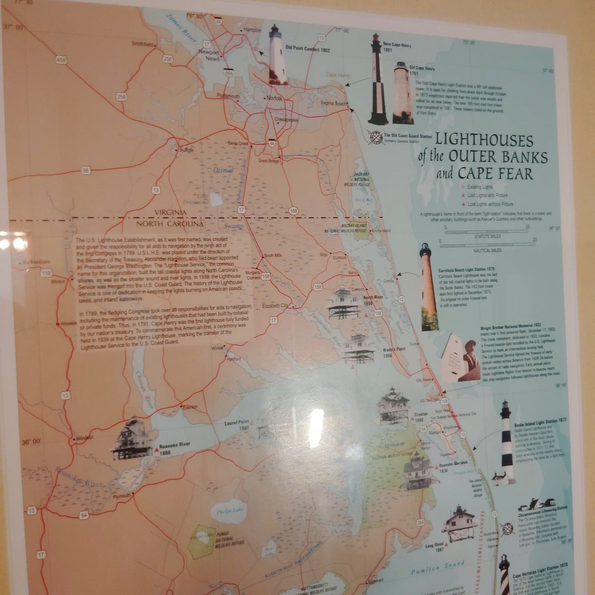 VTG “Graveyard of the Atlantic” NC Lighthouses, Pro-Framed Double‐Matted 20"x11"