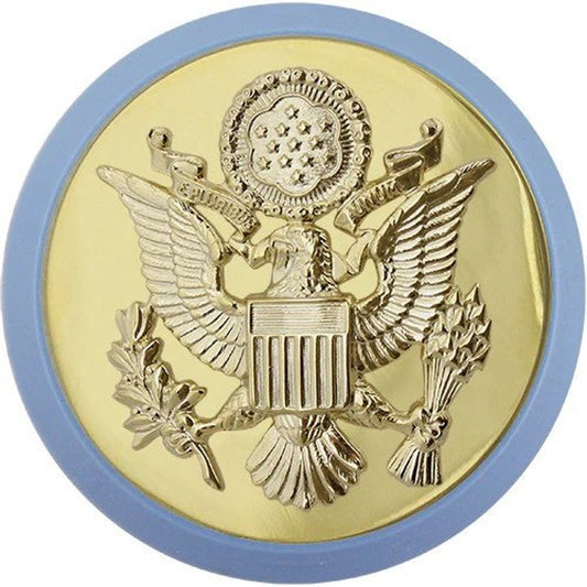 Army Cap Device – Enlisted with Infantry Blue Disc – 1-3/4" Diameter