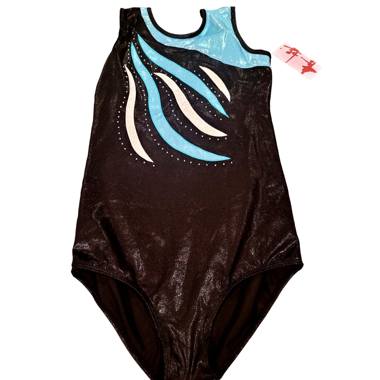 BAOHULU Leotards Girls Gymnastic Embroidery Shiny Aqua Rose Diamond Dance 15-16Y