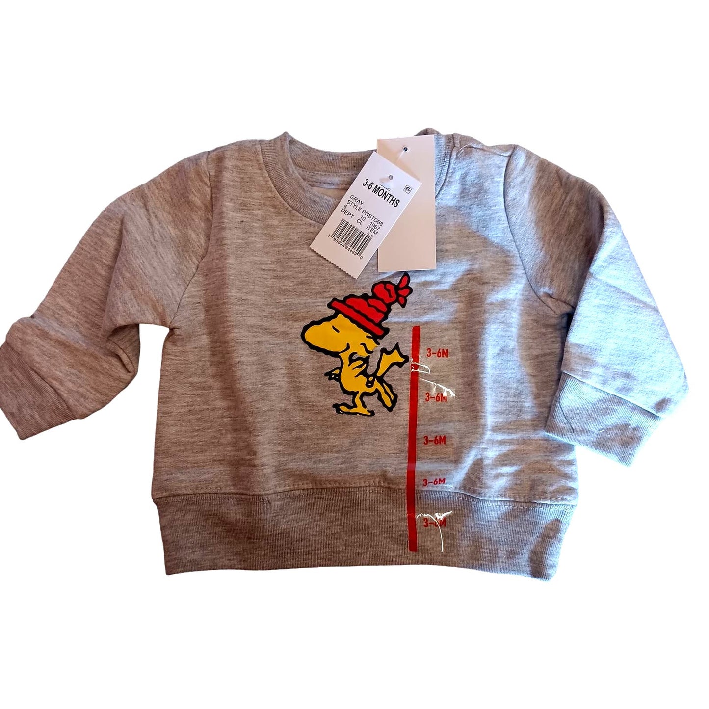 Peanuts Infant (3-6M) Boys Gray Charlie Brown Christmas Woodstock Sweatshirt Top