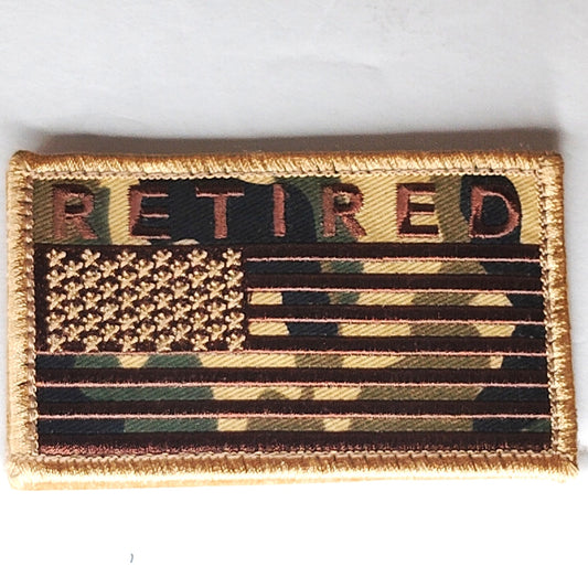 Retired Camo Desert Flag Patch 2" × 3" Hook with 3‑3/8" × 2" w/ Loop Panel Patch