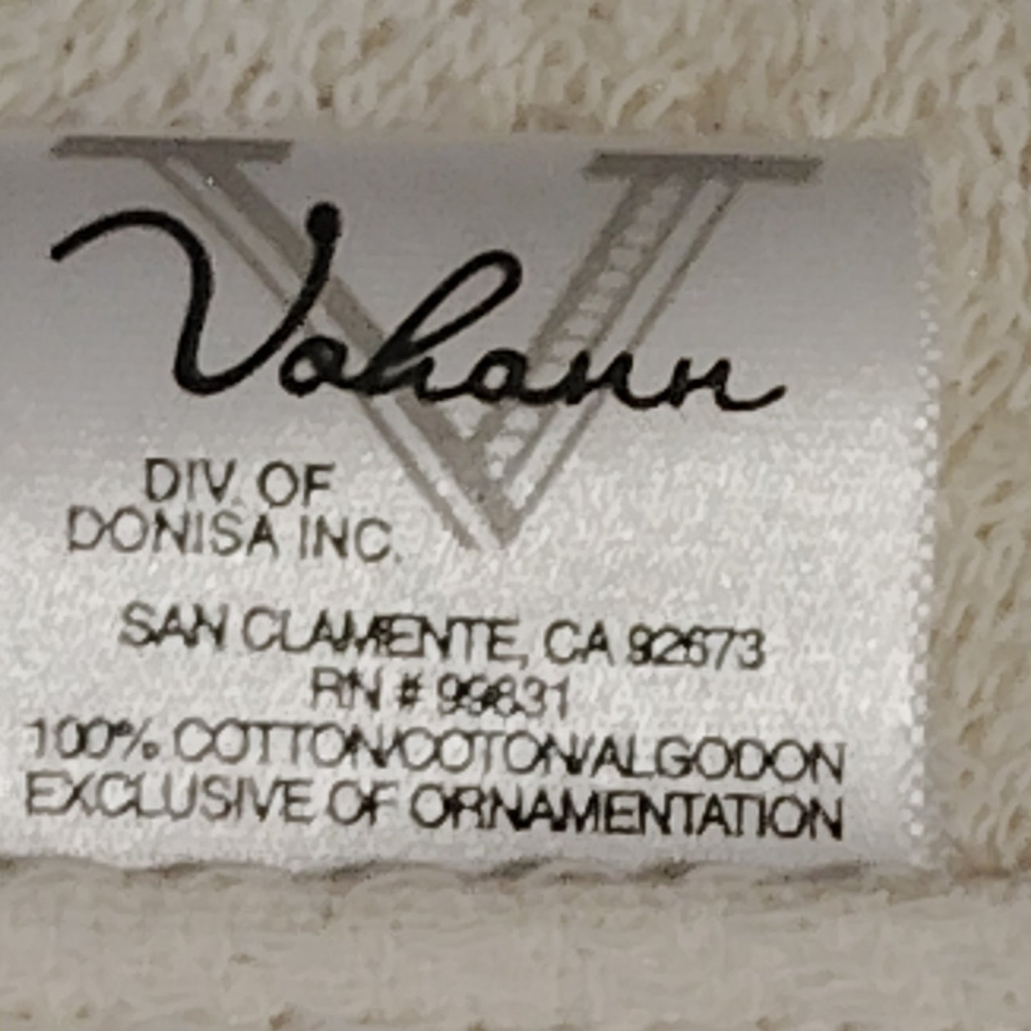 VTG Vohann California Embroidered Poppy Bathroom Hand Towel Cream Cotton