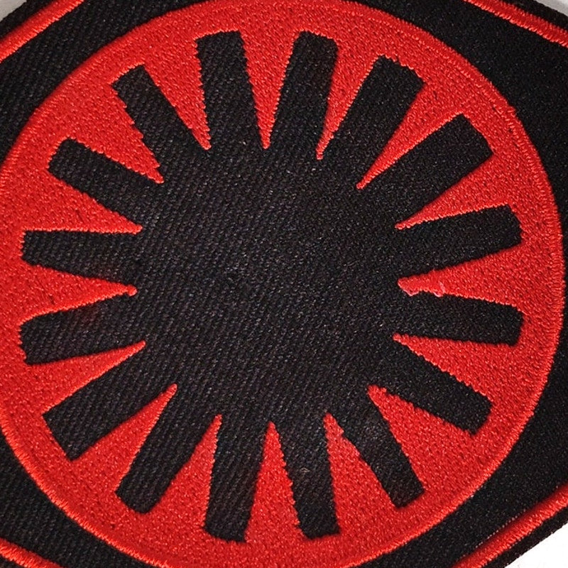 Star Wars First Order Patch Red on Black Hexagon 3‑1/2" × 3" Iron‑On Sew‑On