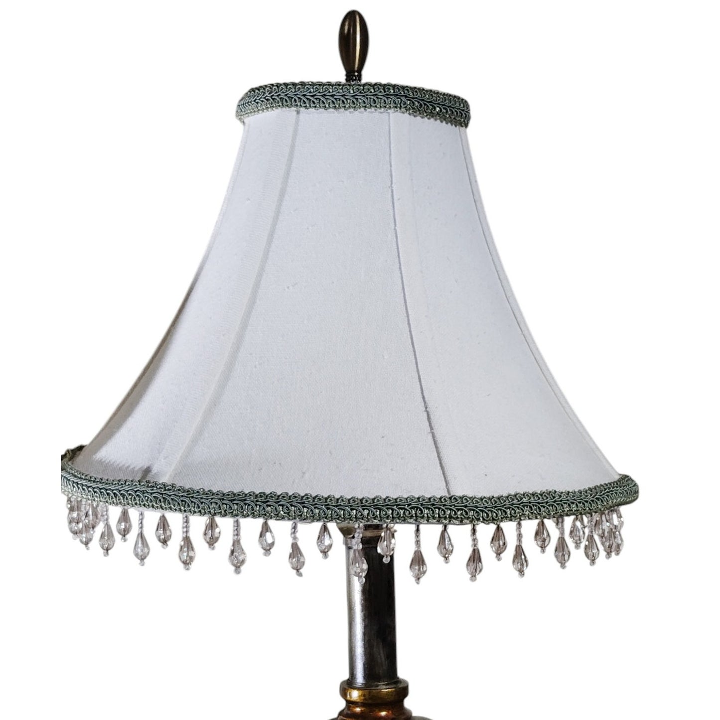 Pair of Vintage Classic Tan Shade Table Lamps – 27.5"H w/ Finial, Working