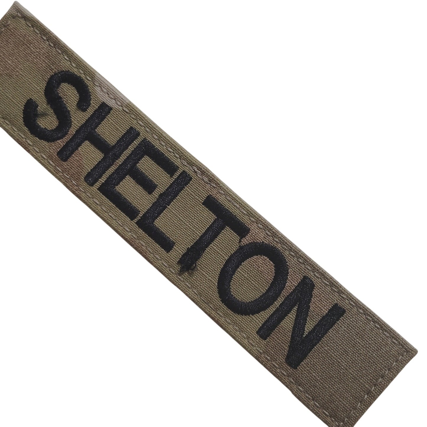 Name Tape “SHELTON” – OCP Scorpion W2 – Hook Back – 5" × 1" – Novelty Patch