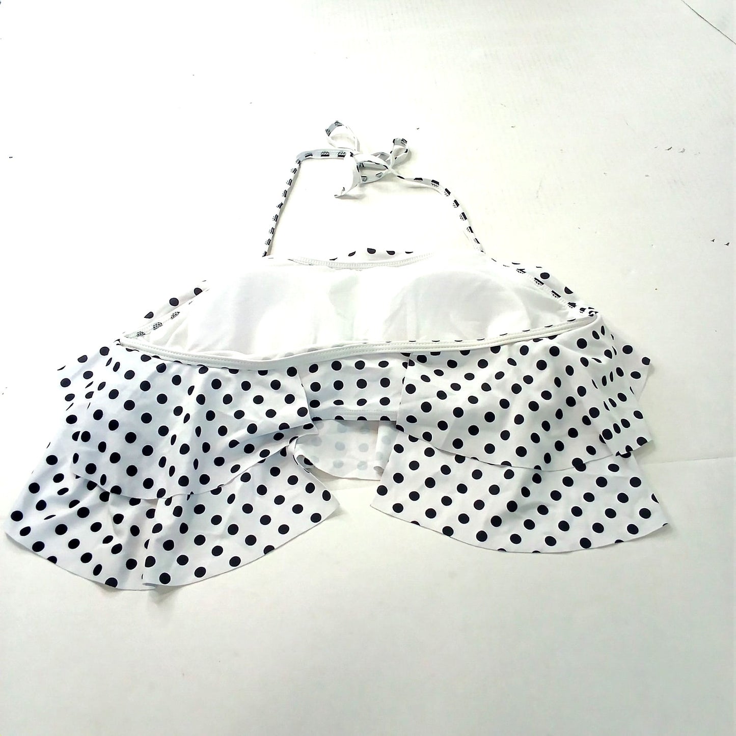 Aqua Eve Polka Dot Ruffle Tankini Top Women’s Large Swimwear