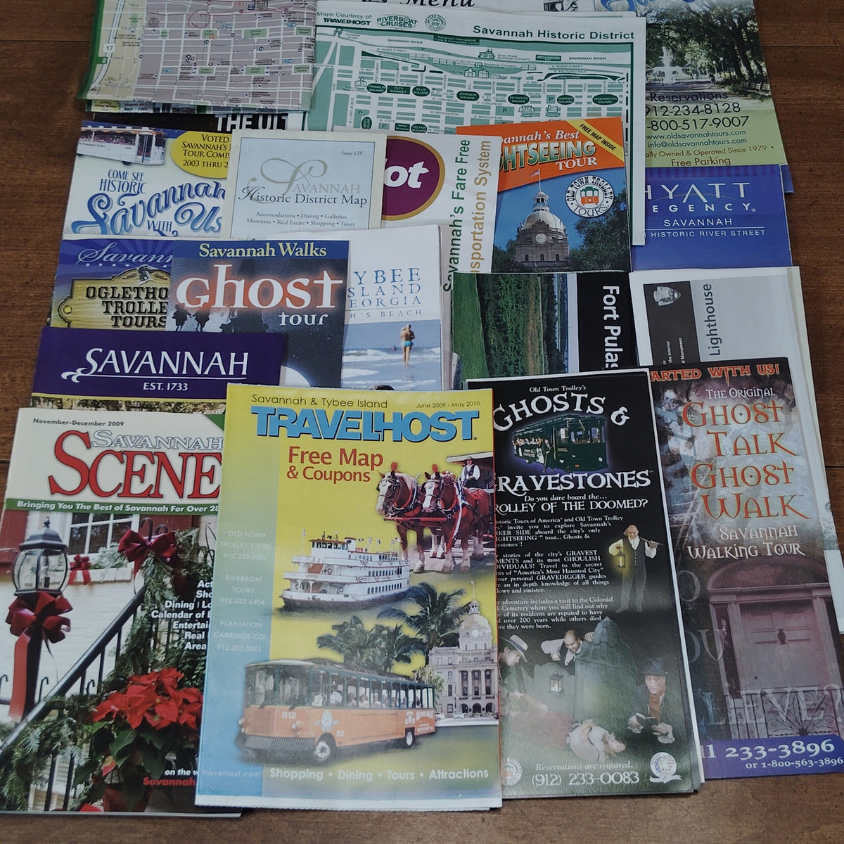 Savannah Tybee Island 2009 Travel Ephemera Lot - Maps, Brochures, Menus