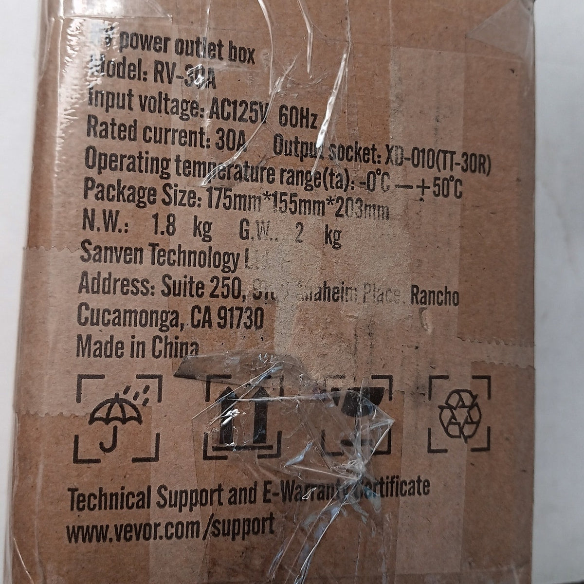 VEVOR 30A RV Power Outlet Box NEMA TT-30R Lockable Weatherproof Enclosed