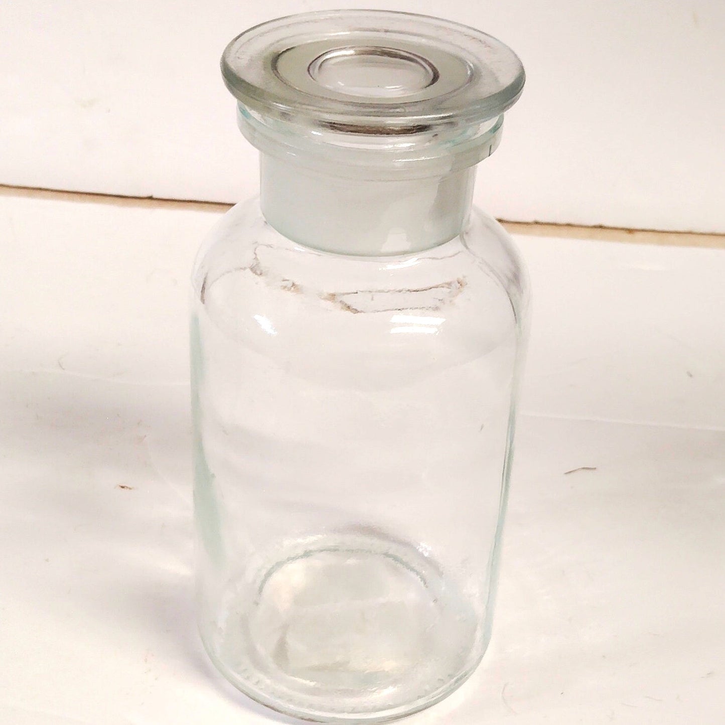 VTG Czech Glass Wide‑Mouth Apothecary Bottle w/ Ground Stopper Simax