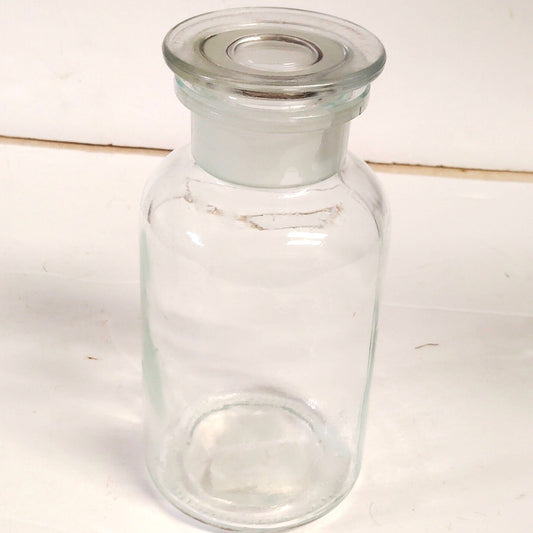 VTG Czech Glass Wide‑Mouth Apothecary Bottle w/ Ground Stopper Simax