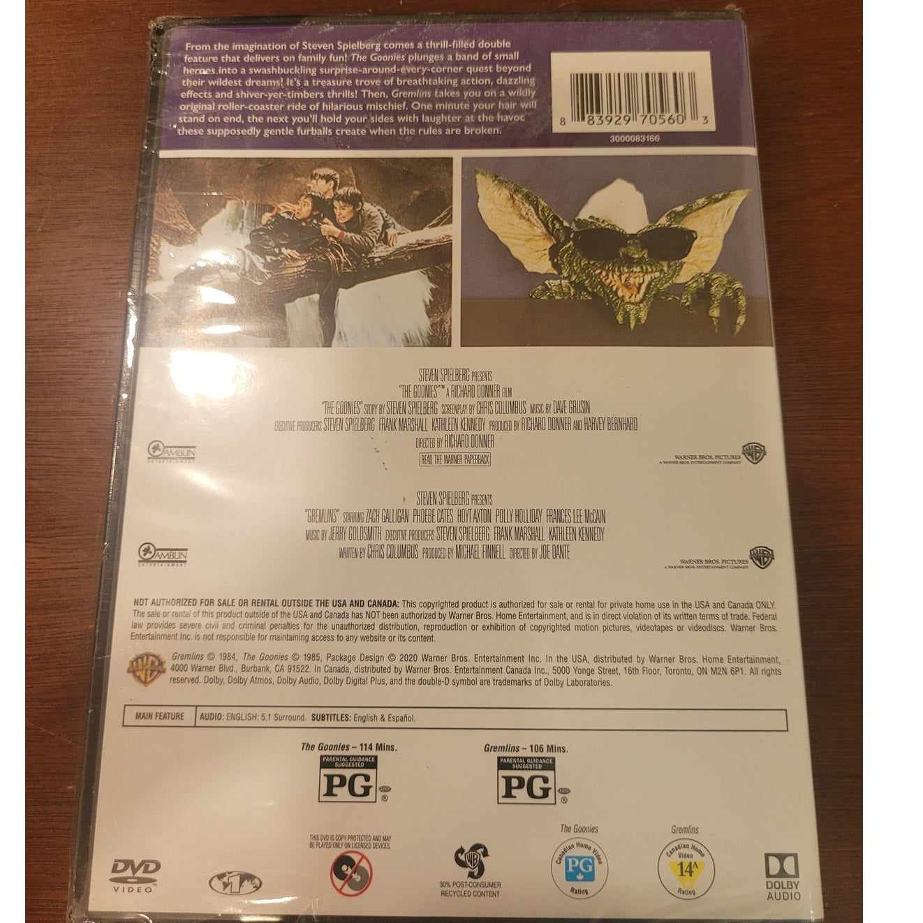 The Goonies / Gremlins DVD 2 Spielberg Movies, Adventure Comedy Collection