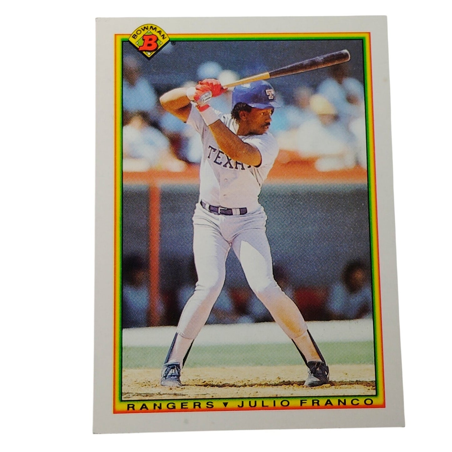 1990 Bowman Julio Franco #497 Texas Rangers Second Baseman MLB Baseball Card NM