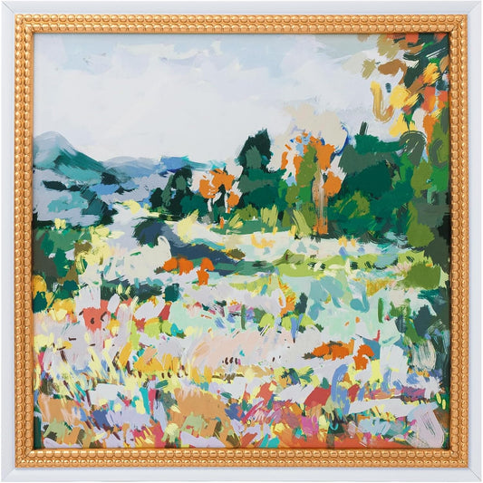 ArtbyHannah Gold Framed Canvas Wall Art – 16x16" Vintage Landscape
