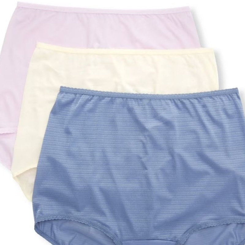 Women's Bali A633 Skimp Skamp Brief Panty - 3 Pack Size 7(L) Moonlight/Dawn/Blue