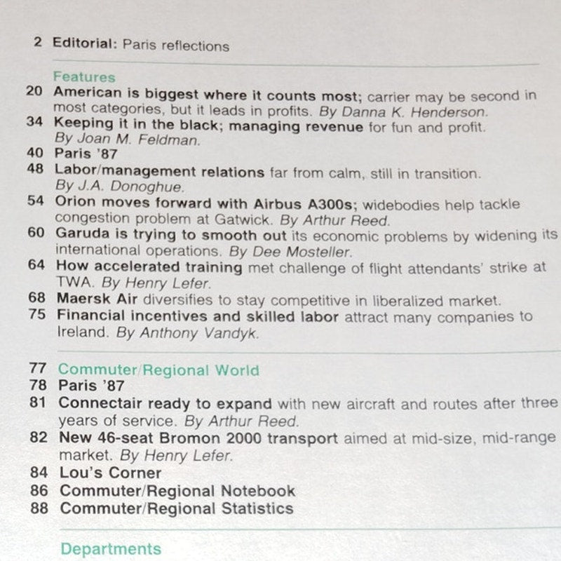 Air Transport World August 1987: Magazine of World Airline Management