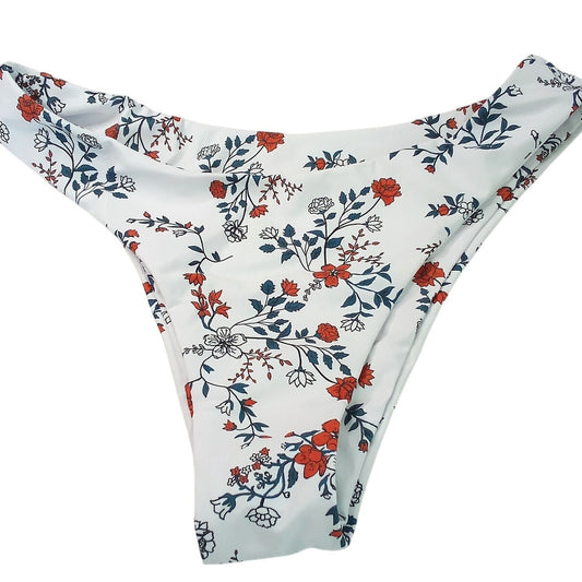 Zaful White Floral High Cut Bikini Bottoms Women’s Small (US 4) Swimwear