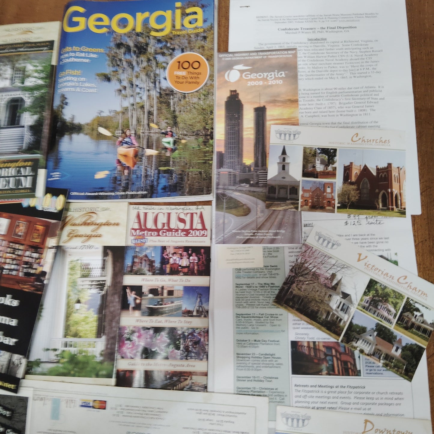 Vintage Georgia Travel Ephemera Lot: Washington, Augusta, Callaway Guides & Maps