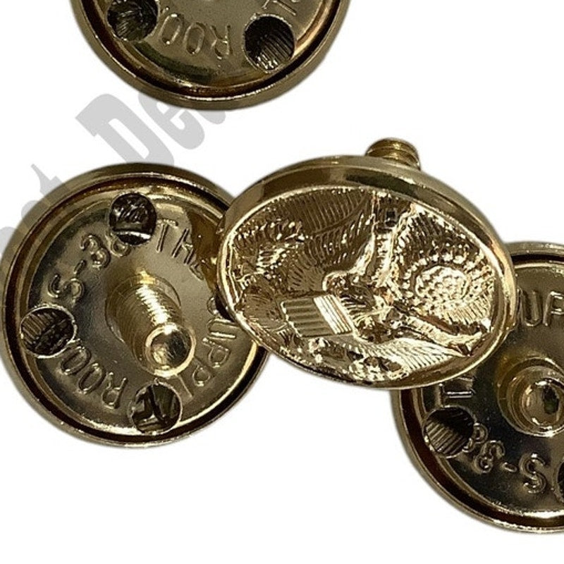4-PK Brass Screw-On Buttons w/ Eagle Seal, No Backs,  5/8"D, The Supply Room