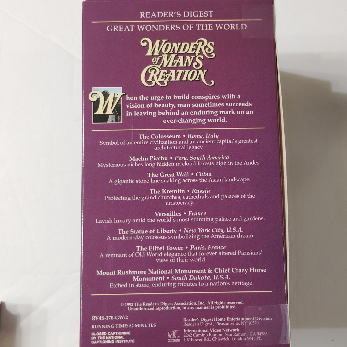 Great Wonders of the World VHS 3‑Tape Set 1993 Reader’s Digest