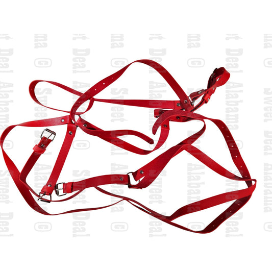 Red 4 Pt. Leather Harness- Possibly Fashion, Cosplay, Costume, or Specialty Wear