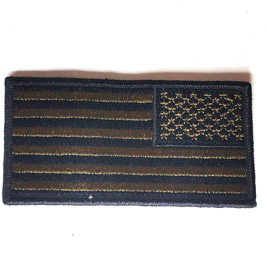 US Flag Patch Subdued Olive Green/Black 4" × 2" Reverse Hook Back Patch