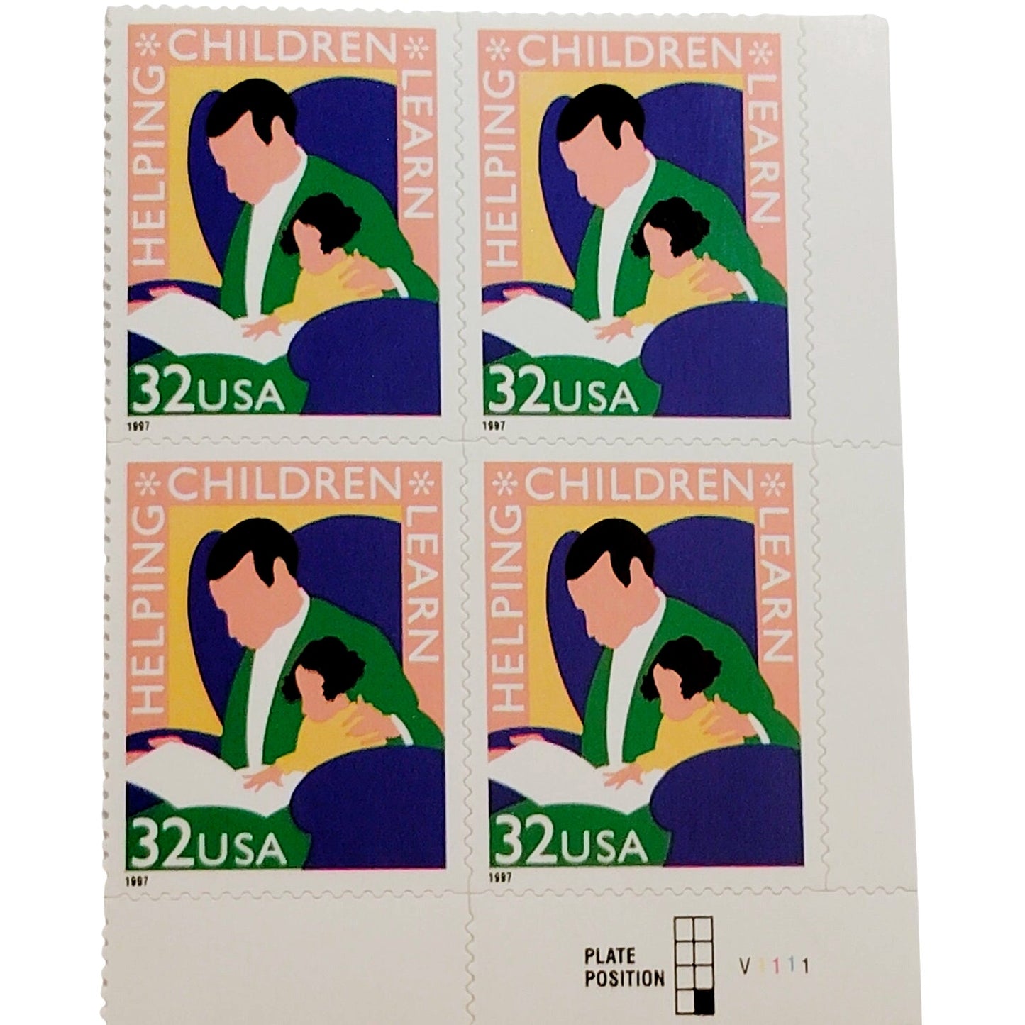 Block of 4 – 1997 USA 32¢ Helping Children Learn MNH Scott 3125 Plate Block