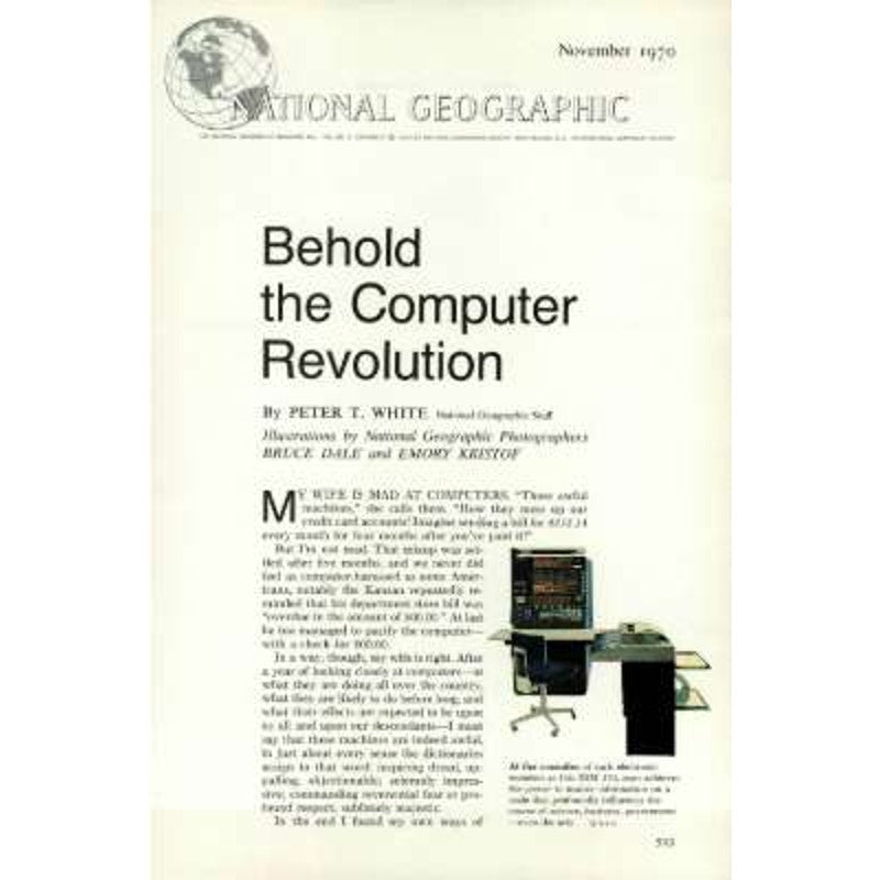 National Geographic Magazine NOV 1970, Computers, Ozark, Gangton, Piranha & More