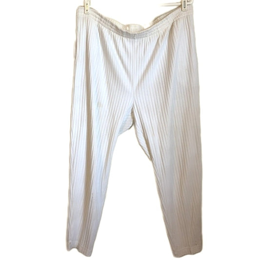 The Limited White Ribbed Knit Pull-On Pants Elastic Waist Women's Stretch L