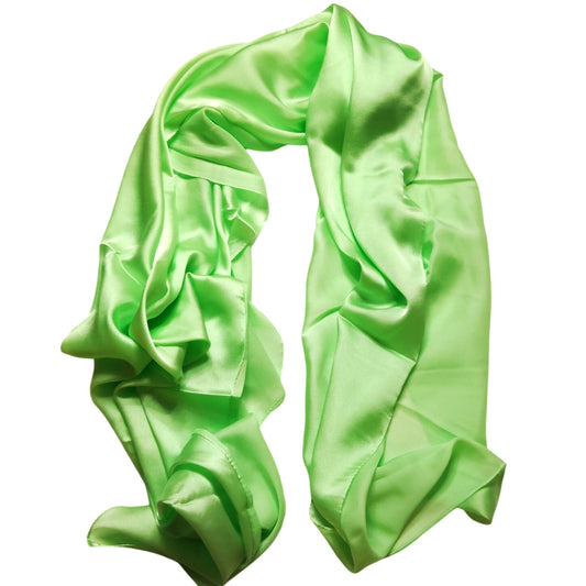 Sheer Green Silk Scarf 70" x 35" Lightweight Shiny Wrap NEW