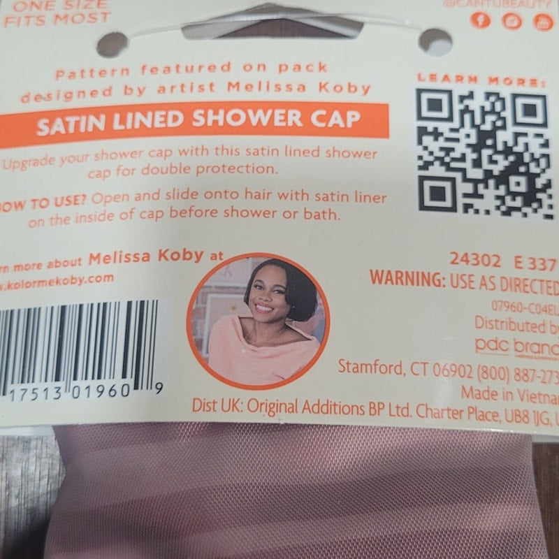 Cantu Satin Lined Shower Cap 1ct Double-Sided Waterproof Hair Protector