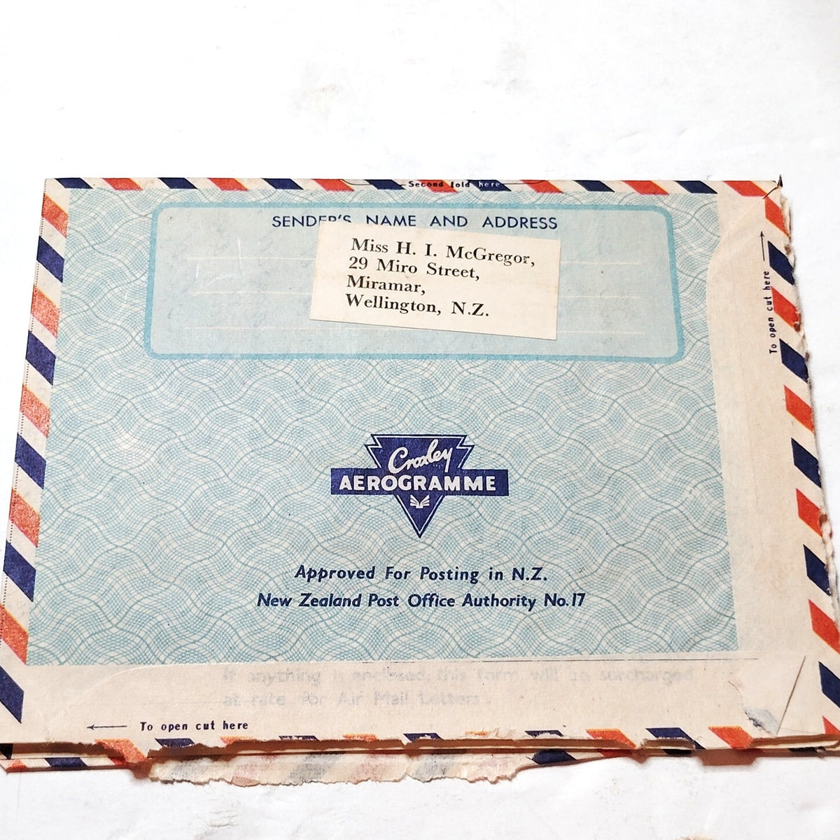 New Zealand 1968 Aerogramme 8c Flag Stamp Airmail Cover to USA NZ Post