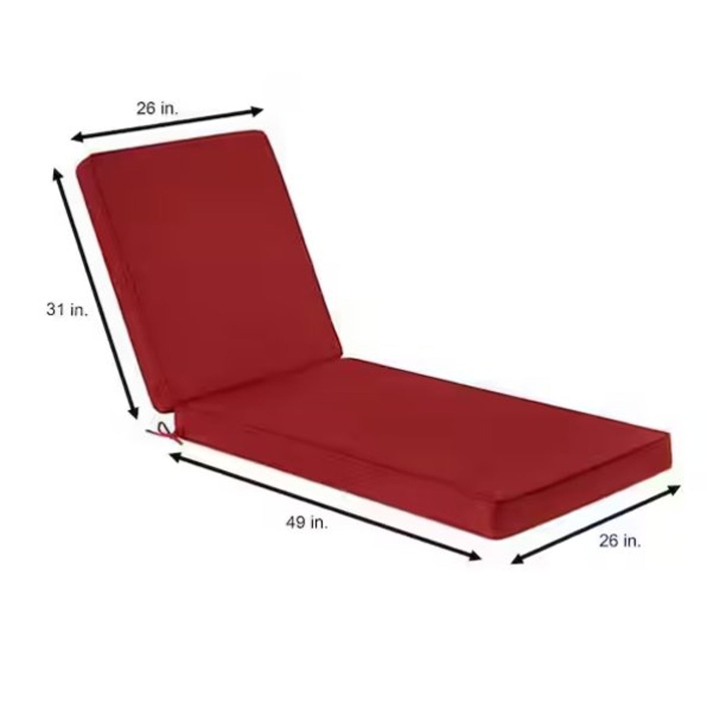 Double Welt 2‑PC Chaise Lounge Cushions, Chili,  26x80x4 -Seat 49" Back 31"