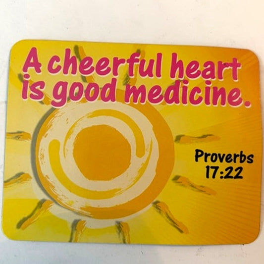 Christian Scripture Fridge Magnet Proverbs 17:22 Sunburst Gradient Design 4.5x3.5