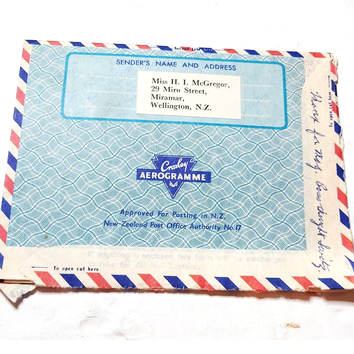 1967 New Zealand Croxley Aerogramme Fox Glacier 7c Stamp Wellington Cancel