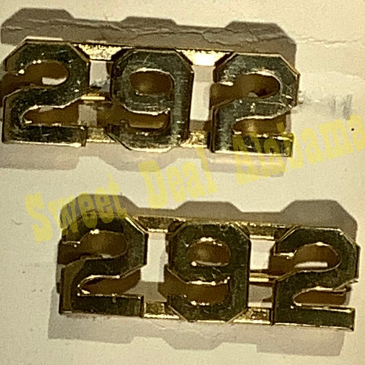 Early/Mid 1900s Brass C-Clasp "292" Collar Devices 3/8"H Hat / Lapel Pins Set