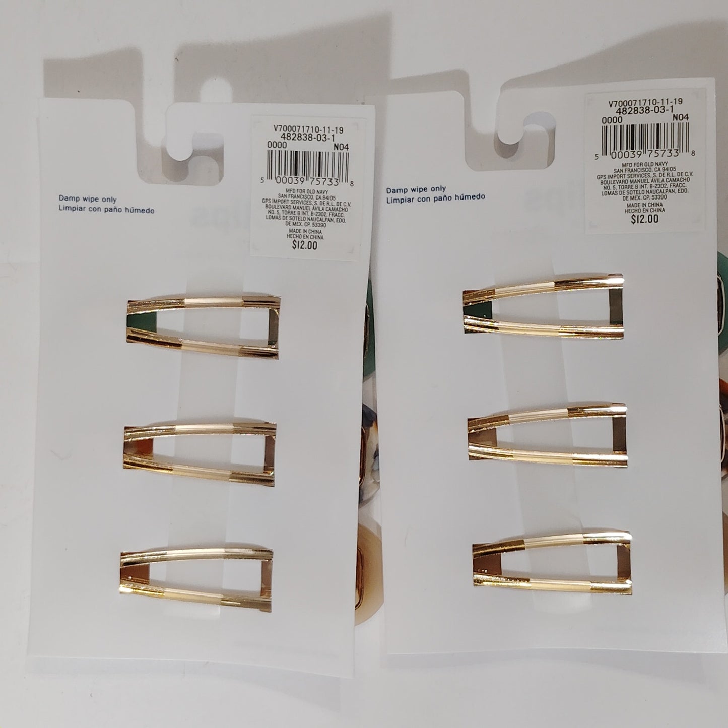 Old Navy Hair Clips – 2 Matching 3-Packs, Teardrop Style, Mint, Beige, Confetti