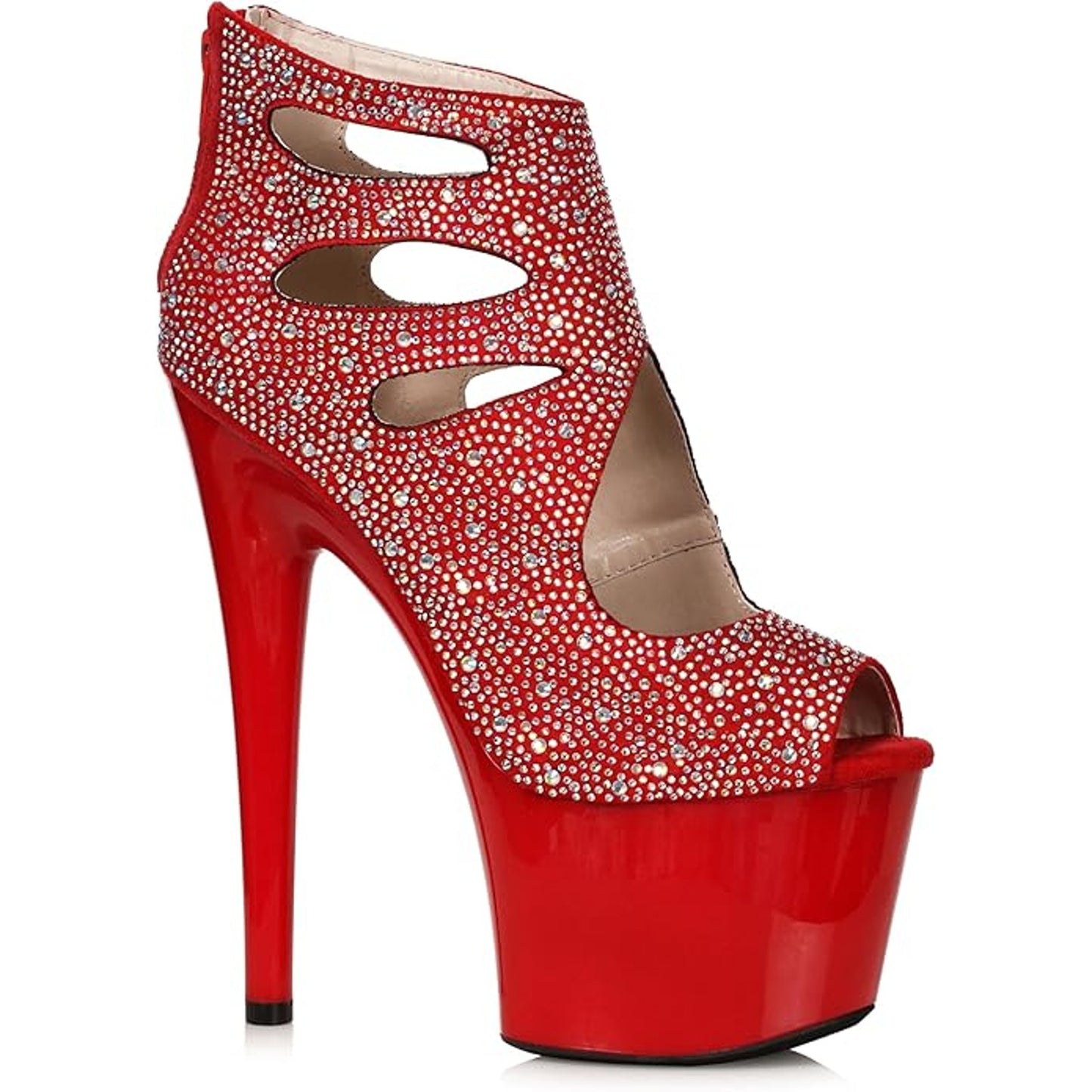 Ellie Shoes Red Ankle Boots w/ Rhinestones, 709-WENDY Size 10, Platform Stiletto