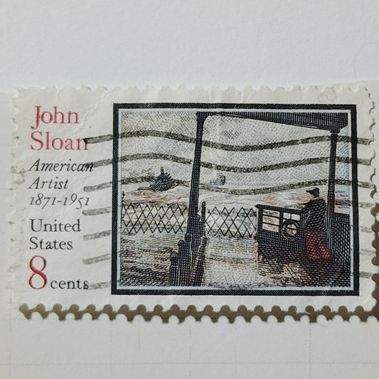 1971 US Postage Stamp Scott #1433 8c John Sloan Wake of the Ferry Used Canceled