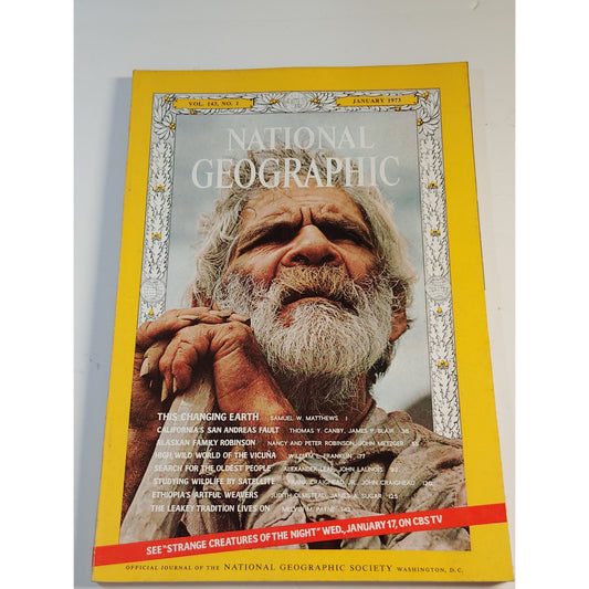 National Geographic January 1973, Wildlife Tracking, San Andreas Fault, Ethiopia