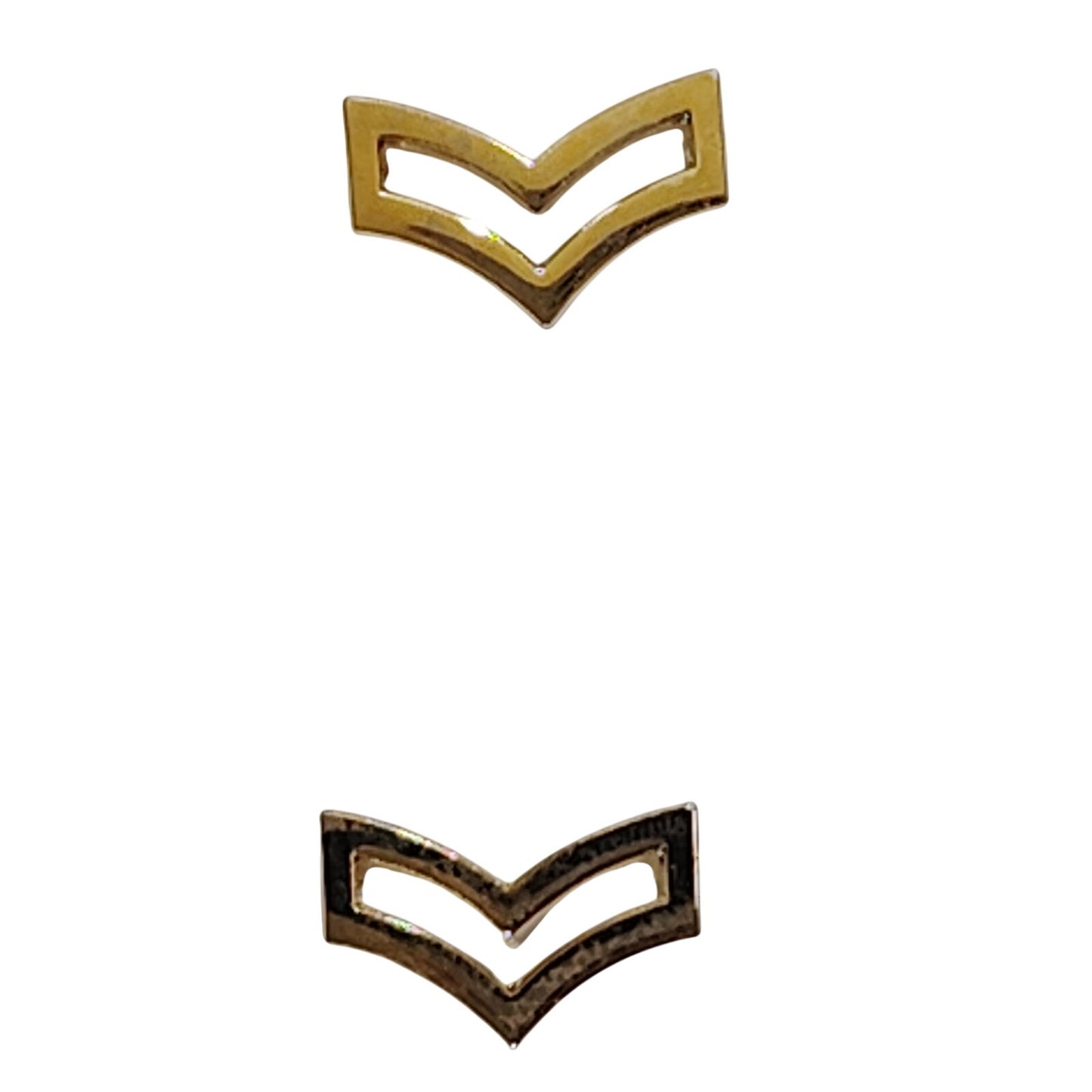 Corporal Hat, Lapel Device Pin Set, 3/4"W x 3/8"H, Yellow Gold / Brass Finish