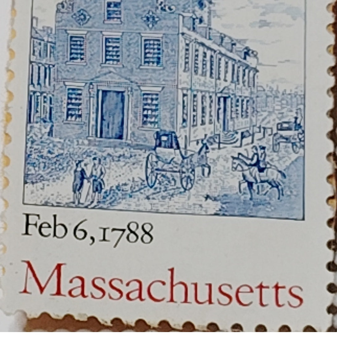1988 Massachusetts Statehood 22 Cent Stamp - Old State House Blue & White
