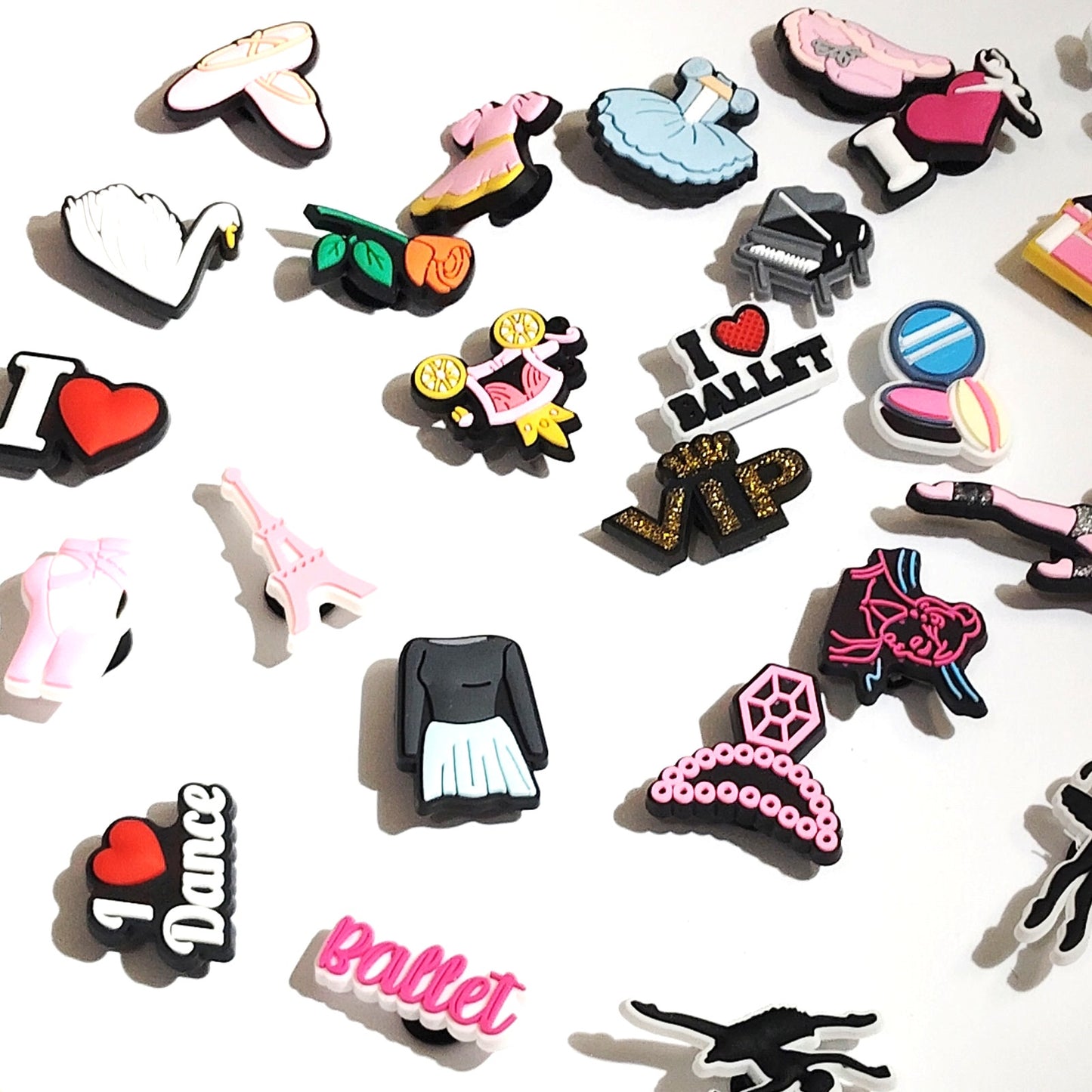 30‑Pc Ballet Dance PVC Shoe Charms for Clog Shoes & Wristbands