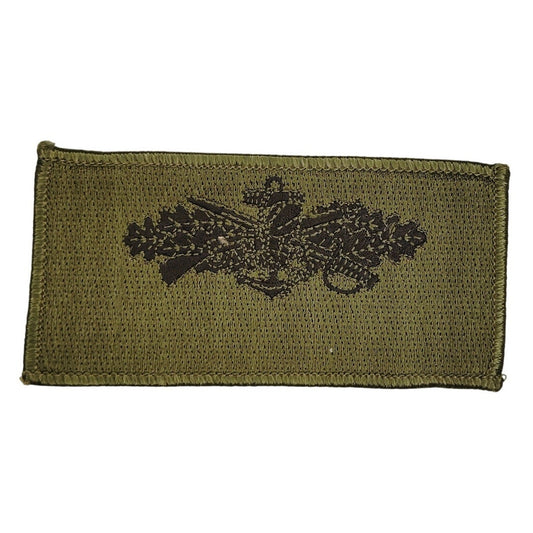 Vintage US Navy Seabee Combat Warfare Subdued BDG Patch 4" × 2" Merrowed Sew‑On