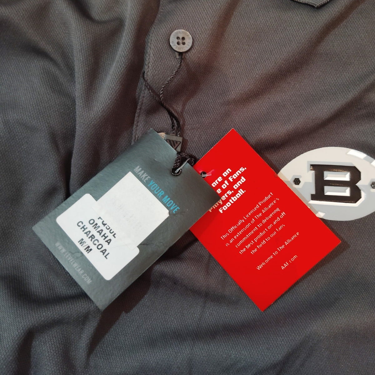 Birmingham Iron AAF Levelwear Polo Shirt Medium Charcoal Grey OMAHA Style NWT