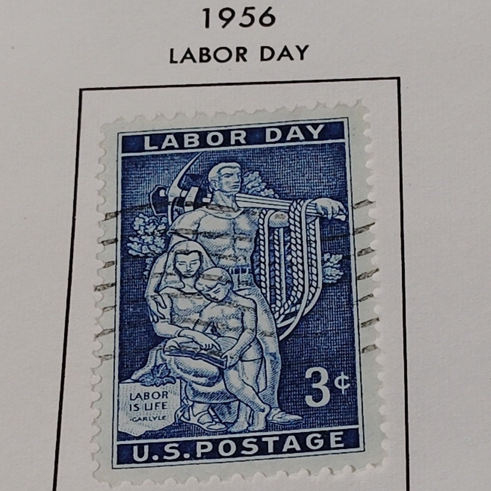 1956 3¢ Labor Day Stamp – “Labor Builds a Nation” – Scott #1082 – Camden Issue