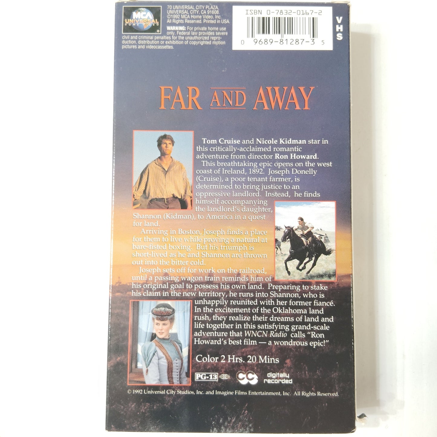 Far and Away VHS 1992 Tom Cruise Nicole Kidman MCA Home Video